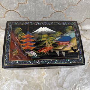 Vintage Japan Music Box Ballerina Lacquer Scenic Jewelry Box *Works*